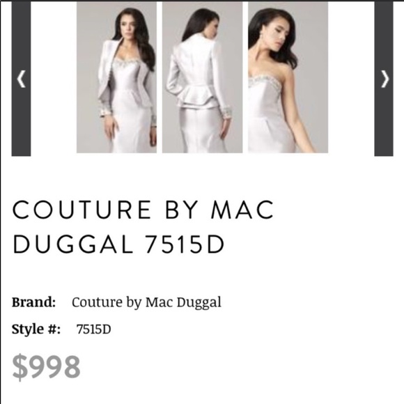 Mac Duggal Silver Beaded mermaid dress with jacket - Picture 8 of 8